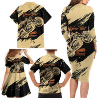 Personalized American Legendary Motorcycles Indian Chief 1947 Family Matching Long Sleeve Bodycon Dress and Hawaiian Shirt Classic and Vintage - Wonder Print Shop