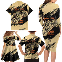 Personalized American Legendary Motorcycles Indian Chief 1947 Family Matching Long Sleeve Bodycon Dress and Hawaiian Shirt Classic and Vintage - Wonder Print Shop