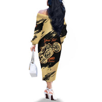 Personalized American Legendary Motorcycles Indian Chief 1947 Family Matching Off The Shoulder Long Sleeve Dress and Hawaiian Shirt Classic and Vintage - Wonder Print Shop