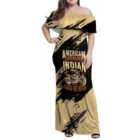 Personalized American Legendary Motorcycles Indian Chief 1947 Family Matching Off Shoulder Maxi Dress and Hawaiian Shirt Classic and Vintage - Wonder Print Shop