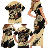 Personalized American Legendary Motorcycles Indian Chief 1947 Family Matching Short Sleeve Bodycon Dress and Hawaiian Shirt Classic and Vintage - Wonder Print Shop
