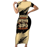 Personalized American Legendary Motorcycles Indian Chief 1947 Family Matching Short Sleeve Bodycon Dress and Hawaiian Shirt Classic and Vintage - Wonder Print Shop