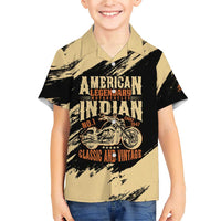 Personalized American Legendary Motorcycles Indian Chief 1947 Family Matching Short Sleeve Bodycon Dress and Hawaiian Shirt Classic and Vintage - Wonder Print Shop