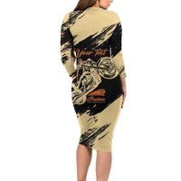 Personalized American Legendary Motorcycles Indian Chief 1947 Long Sleeve Bodycon Dress Classic and Vintage - Wonder Print Shop
