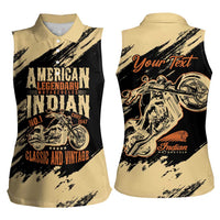 Personalized American Legendary Motorcycles Indian Chief 1947 Women Sleeveless Polo Shirt Classic and Vintage - Wonder Print Shop