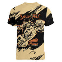 Personalized American Legendary Motorcycles Indian Chief 1947 Women V-Neck T-Shirt Classic and Vintage - Wonder Print Shop