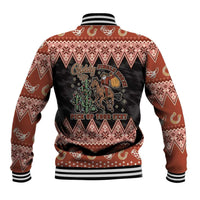 Howdy Christmas Cowboy Santa Baseball Jacket Giddy Up Jingle Horse Pick Up Your Feet - Wonder Print Shop