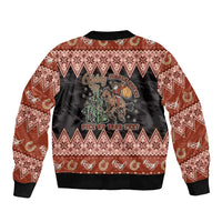 Howdy Christmas Cowboy Santa Bomber Jacket Giddy Up Jingle Horse Pick Up Your Feet - Wonder Print Shop