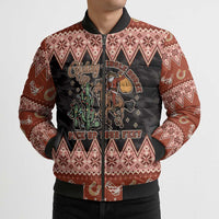 Howdy Christmas Cowboy Santa Bomber Puffer Jacket Giddy Up Jingle Horse Pick Up Your Feet - Wonder Print Shop