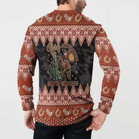 Howdy Christmas Cowboy Santa Button Sweatshirt Giddy Up Jingle Horse Pick Up Your Feet - Wonder Print Shop