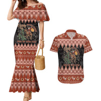 Howdy Christmas Cowboy Santa Couples Matching Mermaid Dress and Hawaiian Shirt Giddy Up Jingle Horse Pick Up Your Feet - Wonder Print Shop