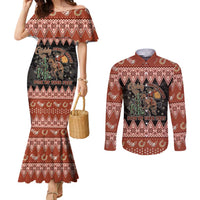 Howdy Christmas Cowboy Santa Couples Matching Mermaid Dress and Long Sleeve Button Shirt Giddy Up Jingle Horse Pick Up Your Feet - Wonder Print Shop