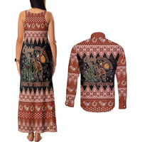 Howdy Christmas Cowboy Santa Couples Matching Tank Maxi Dress and Long Sleeve Button Shirt Giddy Up Jingle Horse Pick Up Your Feet - Wonder Print Shop