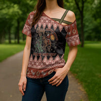 Howdy Christmas Cowboy Santa Cross Shoulder Shirt Giddy Up Jingle Horse Pick Up Your Feet - Wonder Print Shop