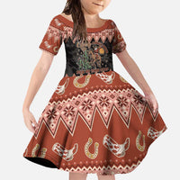 Howdy Christmas Cowboy Santa Family Matching Long Sleeve Bodycon Dress and Hawaiian Shirt Giddy Up Jingle Horse Pick Up Your Feet - Wonder Print Shop
