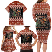 Howdy Christmas Cowboy Santa Family Matching Long Sleeve Bodycon Dress and Hawaiian Shirt Giddy Up Jingle Horse Pick Up Your Feet - Wonder Print Shop