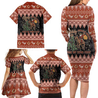 Howdy Christmas Cowboy Santa Family Matching Long Sleeve Bodycon Dress and Hawaiian Shirt Giddy Up Jingle Horse Pick Up Your Feet - Wonder Print Shop