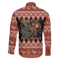 Howdy Christmas Cowboy Santa Family Matching Off The Shoulder Long Sleeve Dress and Hawaiian Shirt Giddy Up Jingle Horse Pick Up Your Feet - Wonder Print Shop