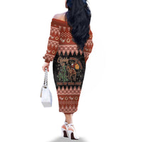 Howdy Christmas Cowboy Santa Family Matching Off The Shoulder Long Sleeve Dress and Hawaiian Shirt Giddy Up Jingle Horse Pick Up Your Feet - Wonder Print Shop