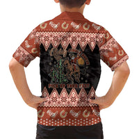 Howdy Christmas Cowboy Santa Family Matching Off Shoulder Maxi Dress and Hawaiian Shirt Giddy Up Jingle Horse Pick Up Your Feet - Wonder Print Shop