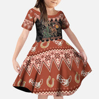 Howdy Christmas Cowboy Santa Family Matching Off Shoulder Maxi Dress and Hawaiian Shirt Giddy Up Jingle Horse Pick Up Your Feet - Wonder Print Shop