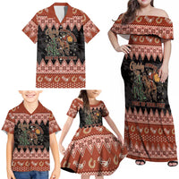 Howdy Christmas Cowboy Santa Family Matching Off Shoulder Maxi Dress and Hawaiian Shirt Giddy Up Jingle Horse Pick Up Your Feet - Wonder Print Shop