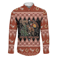 Howdy Christmas Cowboy Santa Family Matching Off Shoulder Maxi Dress and Hawaiian Shirt Giddy Up Jingle Horse Pick Up Your Feet - Wonder Print Shop