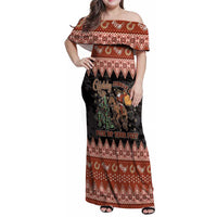 Howdy Christmas Cowboy Santa Family Matching Off Shoulder Maxi Dress and Hawaiian Shirt Giddy Up Jingle Horse Pick Up Your Feet - Wonder Print Shop