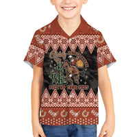 Howdy Christmas Cowboy Santa Family Matching Off Shoulder Maxi Dress and Hawaiian Shirt Giddy Up Jingle Horse Pick Up Your Feet - Wonder Print Shop