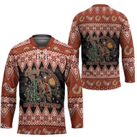 Howdy Christmas Cowboy Santa Hockey Jersey Giddy Up Jingle Horse Pick Up Your Feet - Wonder Print Shop