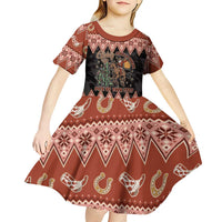 Howdy Christmas Cowboy Santa Kid Short Sleeve Dress Giddy Up Jingle Horse Pick Up Your Feet - Wonder Print Shop