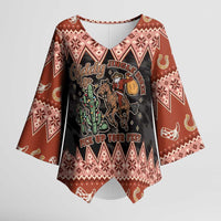 Howdy Christmas Cowboy Santa Kimono Sleeve Blouse Giddy Up Jingle Horse Pick Up Your Feet - Wonder Print Shop