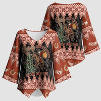 Howdy Christmas Cowboy Santa Kimono Sleeve Blouse Giddy Up Jingle Horse Pick Up Your Feet - Wonder Print Shop