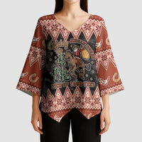 Howdy Christmas Cowboy Santa Kimono Sleeve Blouse Giddy Up Jingle Horse Pick Up Your Feet - Wonder Print Shop