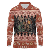 Howdy Christmas Cowboy Santa Long Sleeve Polo Shirt Giddy Up Jingle Horse Pick Up Your Feet - Wonder Print Shop