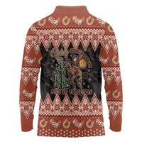 Howdy Christmas Cowboy Santa Long Sleeve Polo Shirt Giddy Up Jingle Horse Pick Up Your Feet - Wonder Print Shop