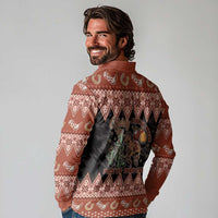 Howdy Christmas Cowboy Santa Long Sleeve Polo Shirt Giddy Up Jingle Horse Pick Up Your Feet - Wonder Print Shop
