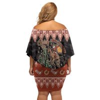 Howdy Christmas Cowboy Santa Off Shoulder Short Dress Giddy Up Jingle Horse Pick Up Your Feet - Wonder Print Shop