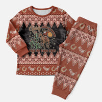 Howdy Christmas Cowboy Santa Christmas Pajama Set Giddy Up Jingle Horse Pick Up Your Feet - Wonder Print Shop