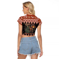 Howdy Christmas Cowboy Santa Raglan Cropped T Shirt Giddy Up Jingle Horse Pick Up Your Feet - Wonder Print Shop