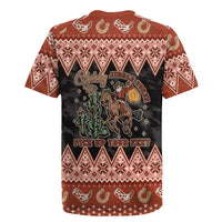 Howdy Christmas Cowboy Santa Rugby Jersey Giddy Up Jingle Horse Pick Up Your Feet - Wonder Print Shop