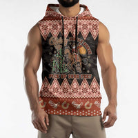 Howdy Christmas Cowboy Santa Sleeveless Hoodie Giddy Up Jingle Horse Pick Up Your Feet - Wonder Print Shop