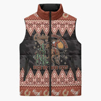 Howdy Christmas Cowboy Santa Sleeveless Puffer Jacket Giddy Up Jingle Horse Pick Up Your Feet - Wonder Print Shop