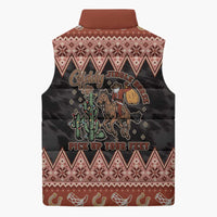 Howdy Christmas Cowboy Santa Sleeveless Puffer Jacket Giddy Up Jingle Horse Pick Up Your Feet - Wonder Print Shop