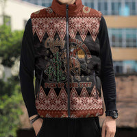 Howdy Christmas Cowboy Santa Sleeveless Puffer Jacket Giddy Up Jingle Horse Pick Up Your Feet - Wonder Print Shop