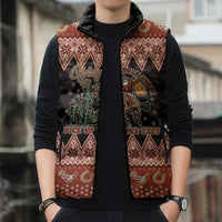 Howdy Christmas Cowboy Santa Sleeveless Puffer Jacket Giddy Up Jingle Horse Pick Up Your Feet - Wonder Print Shop