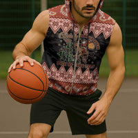 Howdy Christmas Cowboy Santa Sleeveless Zip Hoodie Giddy Up Jingle Horse Pick Up Your Feet - Wonder Print Shop