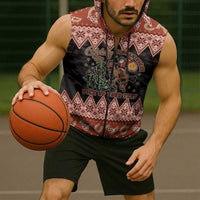 Howdy Christmas Cowboy Santa Sleeveless Zip Hoodie Giddy Up Jingle Horse Pick Up Your Feet - Wonder Print Shop