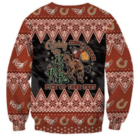 Howdy Christmas Cowboy Santa Sweatshirt Giddy Up Jingle Horse Pick Up Your Feet - Wonder Print Shop