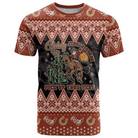 Howdy Christmas Cowboy Santa T Shirt Giddy Up Jingle Horse Pick Up Your Feet - Wonder Print Shop